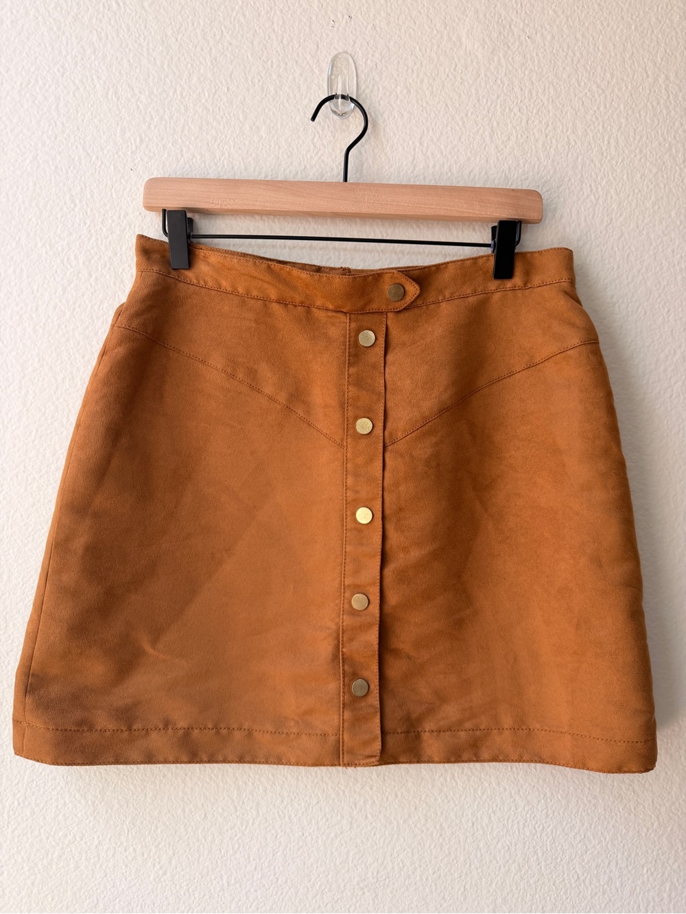 H&M Faux Suede Mini Skirt Camel Brown Country Fall Western Boho Festival 12 NWT
